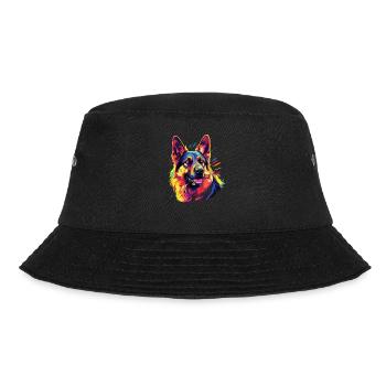 Watercolor Colorful German Shepherd - Bucket Hat - black - Front - Lela (165cm)