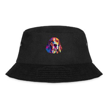 Wasserfarben Farbenfroher Beagle Harrier - Bucket Hat - Schwarz - Vorne - Lela (165cm)