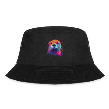 Watercolor Colorful Otter Colorful Animals - Bucket Hat - black - Front - Lela (165cm)