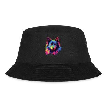 Wasserfarben Farbenfroher Schipperke - Bucket Hat - Schwarz - Vorne - Lela (165cm)