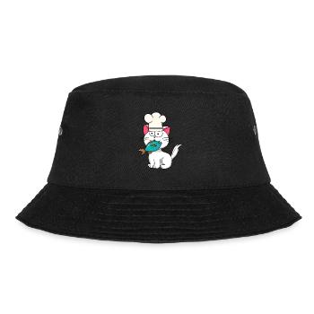 Katze Fisch Koch Kochkunst Hobbykoch Katzen Fische - Bucket Hat - Schwarz - Vorne - Lela (165cm)