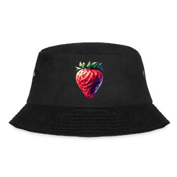 Erdbeere im Polygon-Stil - Bucket Hat - Schwarz - Vorne - Lela (165cm)