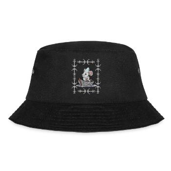 Maus Retro Vintage Anker maritim Matrose Ahoi - Bucket Hat - Schwarz - Vorne - Lela (165cm)