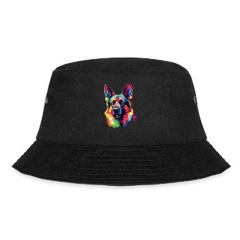Watercolor Colorful German Shepherd - Bucket Hat - black - Front - Lela (165cm)
