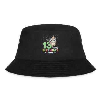 Raccoon for 13th birthday for children thirteen - Bucket Hat - black - Front - Lela (165cm)