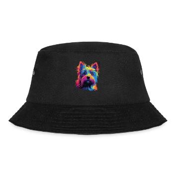 Watercolor Colorful Australian Silky Terrier - Bucket Hat - black - Front - Lela (165cm)