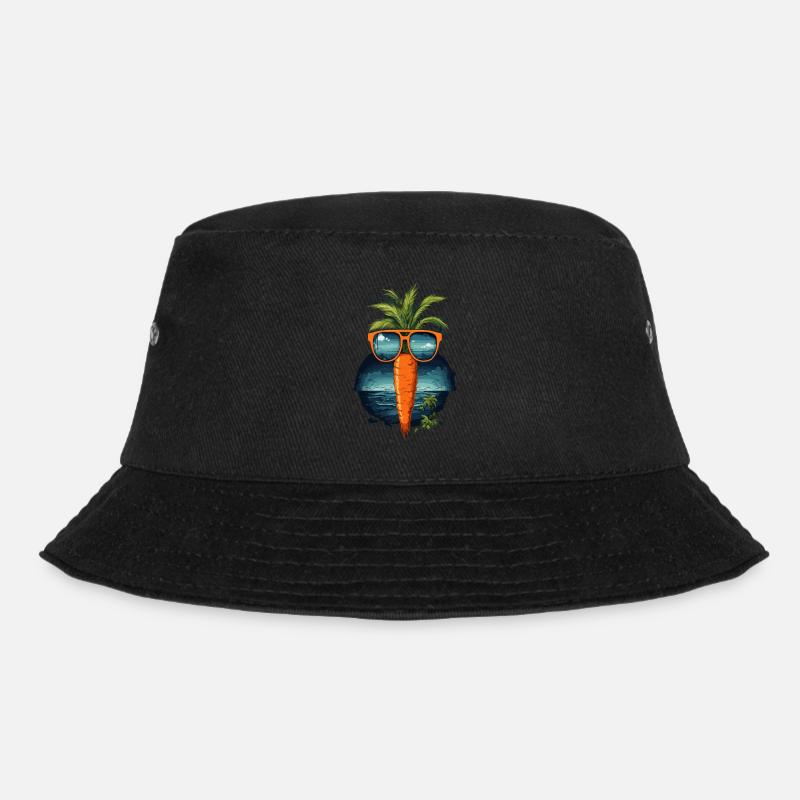 Funky Karotte mit Sonnenbrille Strandgemüse - Bucket Hat - Schwarz