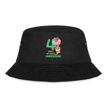 Erdmännchen zum 4. Geburtstag Kinder vier Jahre - Bucket Hat - Schwarz - Vorne - Lela (165cm)
