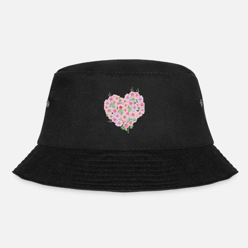 Florales Herz - Bucket Hat - Schwarz