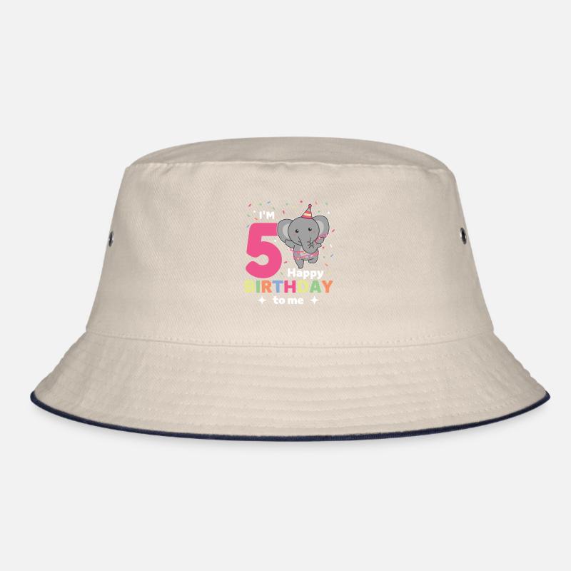 Elephant for 5th birthday children five years old Bucket Hat