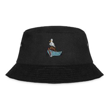 Möwe Matrose maritim Boot Seemann Ahoi - Bucket Hat - Schwarz - Vorne - Lela (165cm)