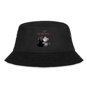 2 black and grey cats I love you - Bucket Hat - black - Front - Lela (165cm)