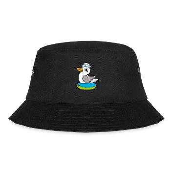 Möwe Schwimmring maritim Matrose Seemann - Bucket Hat - Schwarz - Vorne - Lela (165cm)