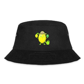 Zitrone Lemon Retro Vintage Zitronen Gärtner - Bucket Hat - Schwarz - Vorne - Lela (165cm)