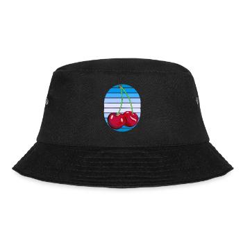 Rockabilly Retro Vintage Kirschen 80er Vintage - Bucket Hat - Schwarz - Vorne - Lela (165cm)