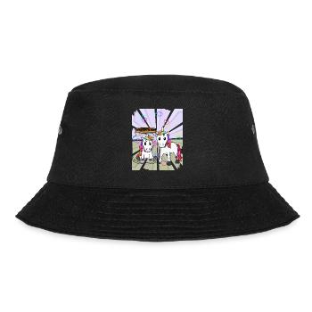 Einhörner Einhorn Fabeltier Liebe Herz Valentin - Bucket Hat - Schwarz - Vorne - Lela (165cm)