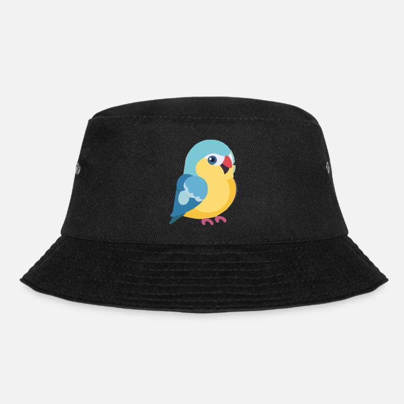 Budgie colorful on branch - Bucket Hat - black