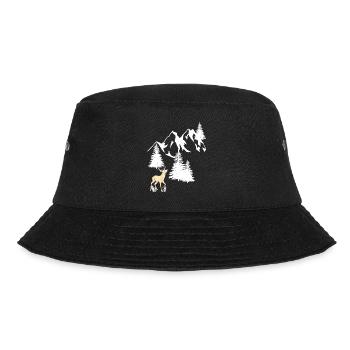Mountains Peaks Spruce Navel Tree Deer Nature - Bucket Hat - black - Front - Lela (165cm)