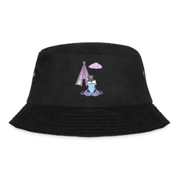 Frosch Frösche Hippie Tipi Meditation meditieren - Bucket Hat - Schwarz - Vorne - Lela (165cm)