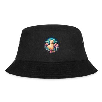 Alpaka Lama Blumen für Alpakaliebhaber - Bucket Hat - Schwarz - Vorne - Lela (165cm)