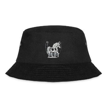 Hufeisen Einhorn Einhörner Pferd Pferde - Bucket Hat - Schwarz - Vorne - Lela (165cm)