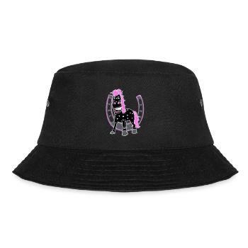 Pferd Pferde Hufeisen Reiterin Reiter Gaul witzig - Bucket Hat - Schwarz - Vorne - Lela (165cm)