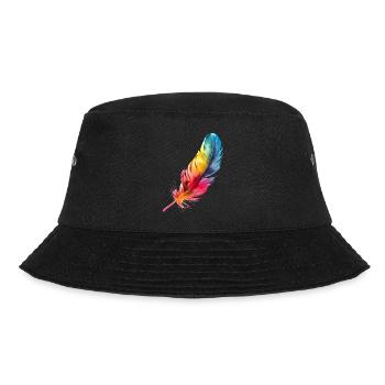 Vogelfeder: Leichtgewicht mit genialer Funktion - Bucket Hat - Schwarz - Vorne - Lela (165cm)