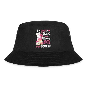 Donut und Katzenliebhaber - Bucket Hat - Schwarz - Vorne - Lela (165cm)