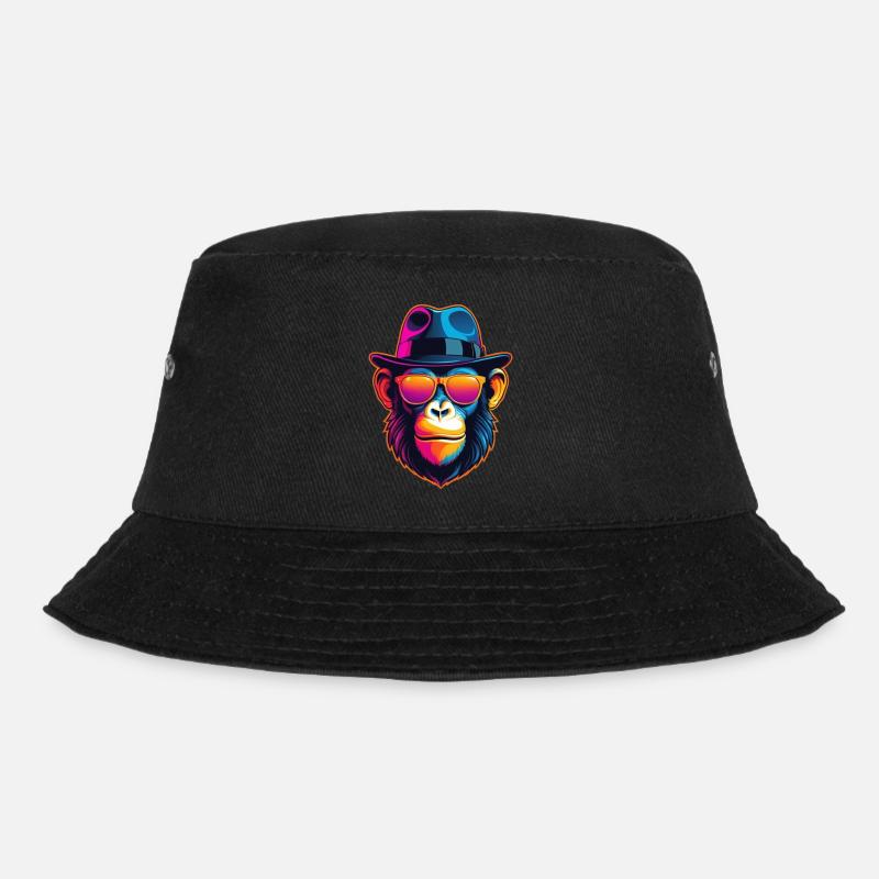 Neon-Affe - Bucket Hat - Schwarz