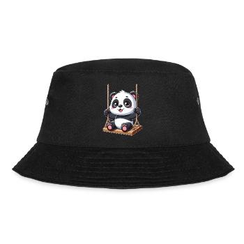 Panda auf Schaukel Spielplatz Spaß - Bucket Hat - Schwarz - Vorne - Lela (165cm)