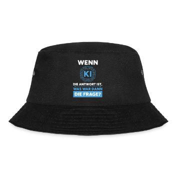 Künstliche Intelligenz Frage Antwort Spruch - Bucket Hat - Schwarz - Vorne - Lela (165cm)