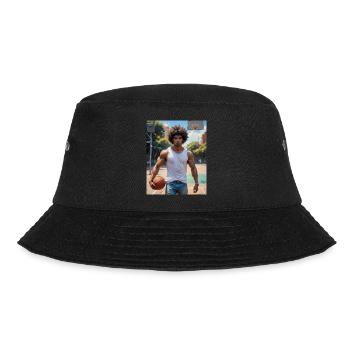 Hübscher Mann mit muskulösem Körper Basketballspieler - Bucket Hat - Schwarz - Vorne - Lela (165cm)