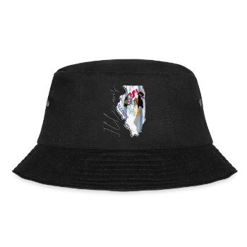 Illinois (United States) | Real Flag | Flag Map Script - Bucket Hat - black - Front - Lela (165cm)