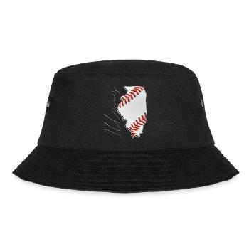 Illinois (USA) | echte Baseball | Landkarte Script - Bucket Hat - Schwarz - Vorne - Lela (165cm)
