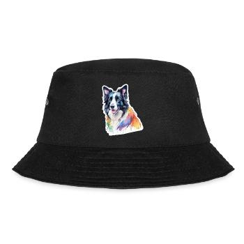 Border Collie Watercolors - Bucket Hat - black - Front - Lela (165cm)
