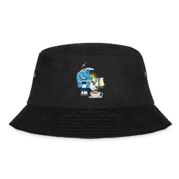 maritim Nordsee Ostsee Möwe Kaffeetasse Ahoi - Bucket Hat - Schwarz - Vorne - Lela (165cm)