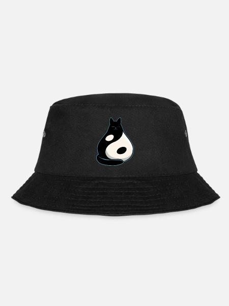 YinYang Cat - Bucket Hat - black