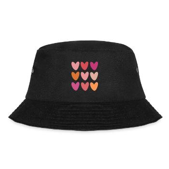 Voller Liebe - Pink Hearts - Bucket Hat - Schwarz - Vorne - Lela (165cm)