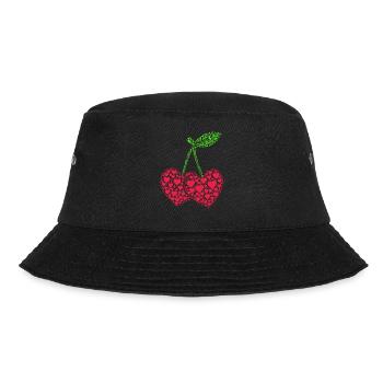 Kirsche Kirschen Früchte Essen - Bucket Hat - Schwarz - Vorne - Lela (165cm)
