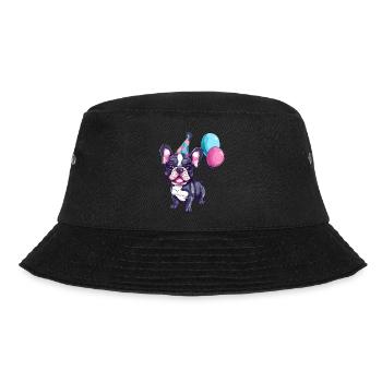Französische Buldogge Hunde Geburtstag Comic - Bucket Hat - Schwarz - Vorne - Lela (165cm)