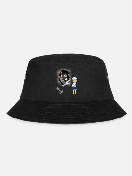 Möwe Leuchtturm maritim Kompass Anker Möwen - Bucket Hat - Schwarz