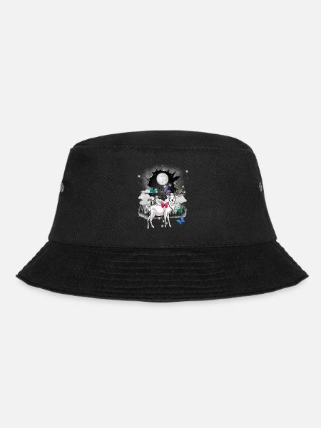 mystisch Hirsch Hirsche Rehbock Vollmond Natur - Bucket Hat - Schwarz