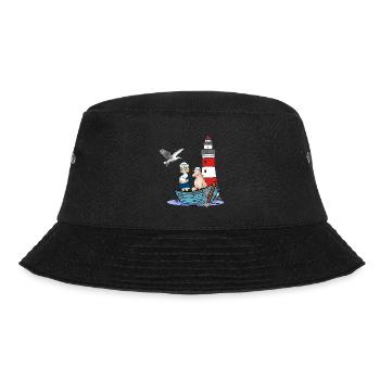 Mädchen Leuchtturm maritim Boot Schaf Möwe Kind - Bucket Hat - Schwarz - Vorne - Lela (165cm)