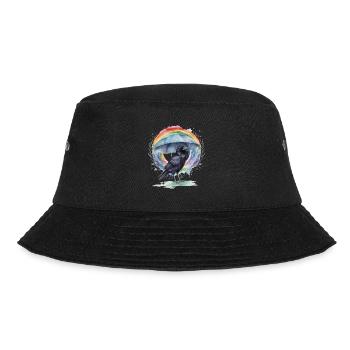 Regenbogen Krähe Krähen Raben Rabe Regenschirm - Bucket Hat - Schwarz - Vorne - Lela (165cm)