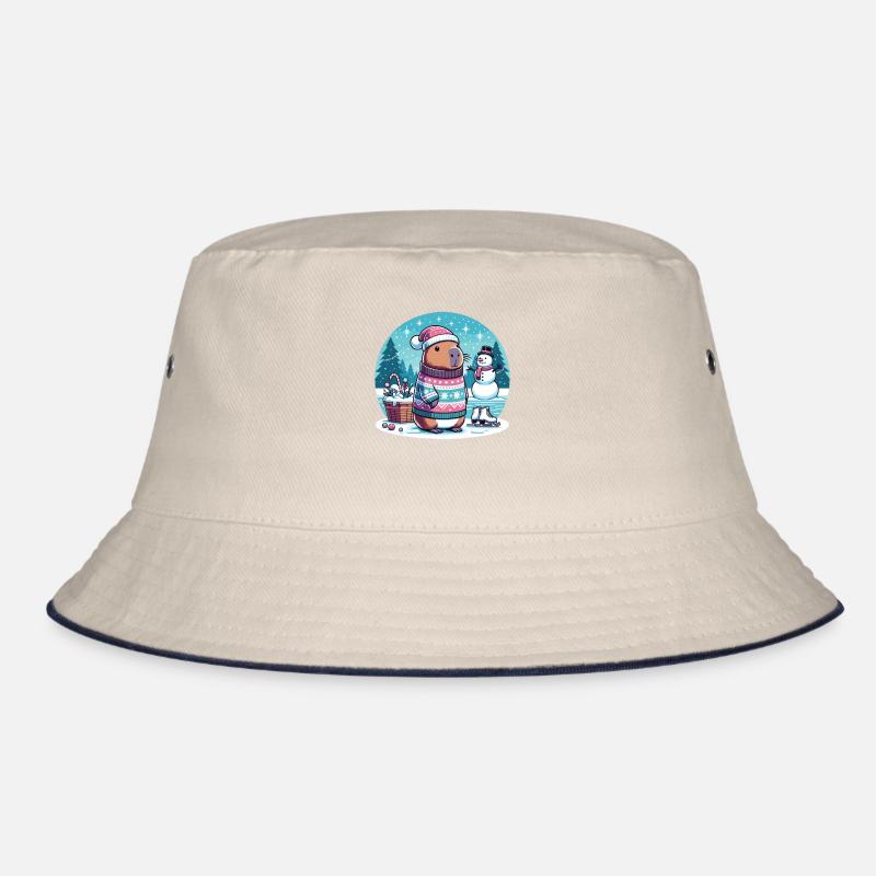 Festliches Winter Capybara Weihnachts Bucket Hat