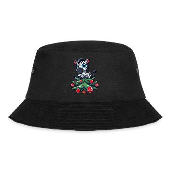 Süßes Zebra Weihnachtsbaum Skurriler Weihnachtsman - Bucket Hat - Schwarz - Vorne - Lela (165cm)
