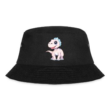 Verspielter lila Dinosaurier, der nach dem Himmel greift - Bucket Hat - Schwarz - Vorne - Lela (165cm)
