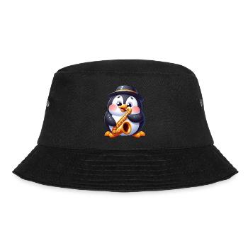 Mignon pingouin saxophone musicien dessin animé - Bob - noir - Devant - Lela (165cm)