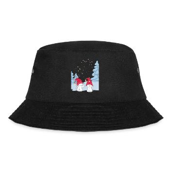 Sweet Winter Cats Love - Cat Love in the Snow - Bucket Hat - black - Front - Lela (165cm)