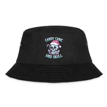 Candy Cane And Skull Pastel Goth Christmas Skull - Bucket Hat - Schwarz - Vorne - Lela (165cm)
